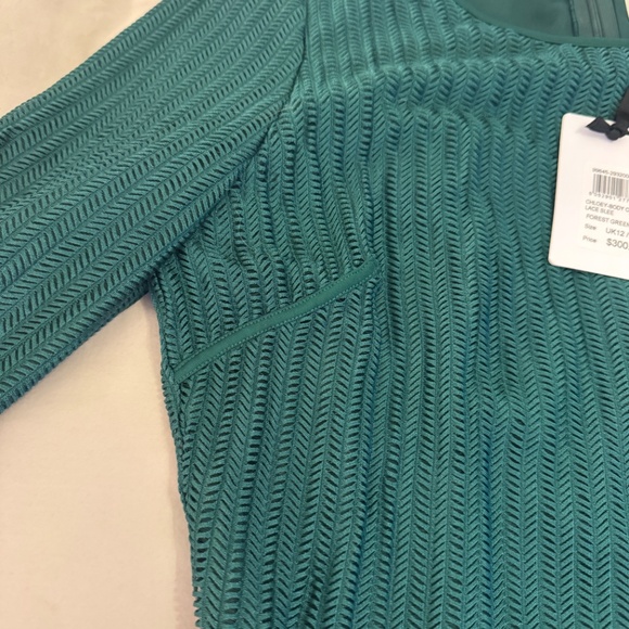 NWT Reiss Chloey Forest Green Body-Con Dress – Textured Knit, Long Sleeve – US 8 - Picture 3 of 14